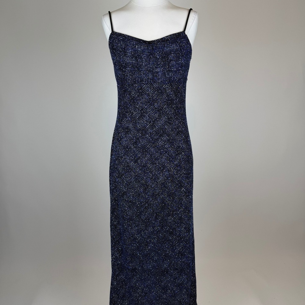 Vintage 90s Jessica Blue Metallic Glitter Cowl Neck Maxi Dress Sz 6 Prom Canada